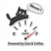 Aangedreven door Katten & Koffie Sticker (Voorkant)