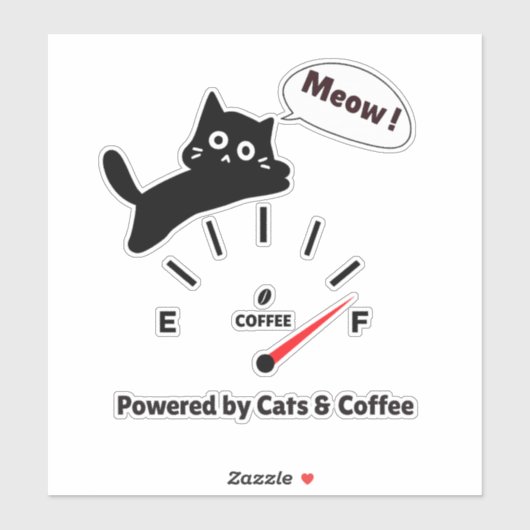 Aangedreven door Katten & Koffie Sticker (Vel)