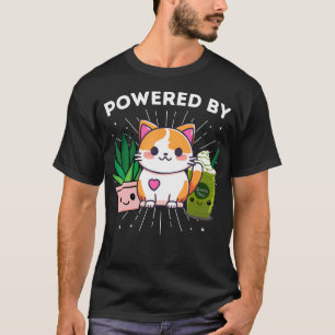 Aangedreven Door Katten Planten IJsthee Matcha Gro T-shirt