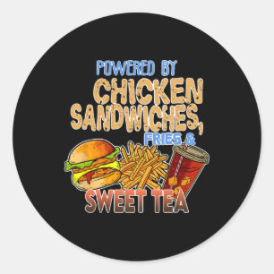 Aangedreven door kip sandwiches friet en zoete the ronde sticker