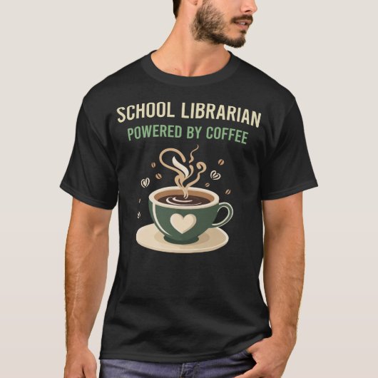 Aangedreven door Koffee School Librarian T-shirt (Voorkant)