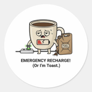 Aangedreven door koffie (Barely) Grappige koffiest Ronde Sticker