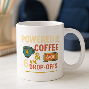 Aangedreven door koffie en 6 uur drop-off back-to- koffiemok