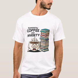 Aangedreven door koffie en angst | Grappig gestres T-shirt