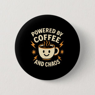 Aangedreven Door Koffie En Chaos Grappige Adhd Kof Ronde Button 5,7 Cm