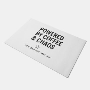 Aangedreven door koffie en chaos Nieuwe papa-overl Deurmat