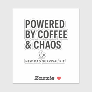Aangedreven door koffie en chaos Overlevingskit vo Sticker