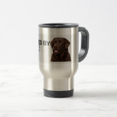 Aangedreven door koffie en een roestvrijstalen Lab Reisbeker (Voorkant rechts)