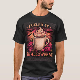 Aangedreven door koffie en grappige herfst-afbeeld t-shirt