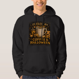 Aangedreven door koffie en Halloween Grappig herfs Hoodie