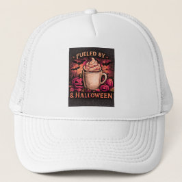 Aangedreven door koffie en Halloween herfsthoed Trucker Pet