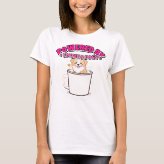 Aangedreven door koffie en hondenzoenen Schattige  T-shirt