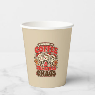Aangedreven door koffie en kerstchaos papieren bekers