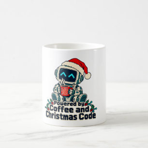 Aangedreven door koffie en Kerstmis Code Robot Koffiemok