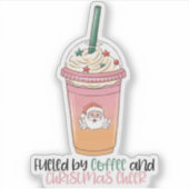 Aangedreven door koffie en kerstvreugde sticker (Voorkant)