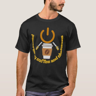 Aangedreven door koffie en kettingzagen Funny Hout T-shirt