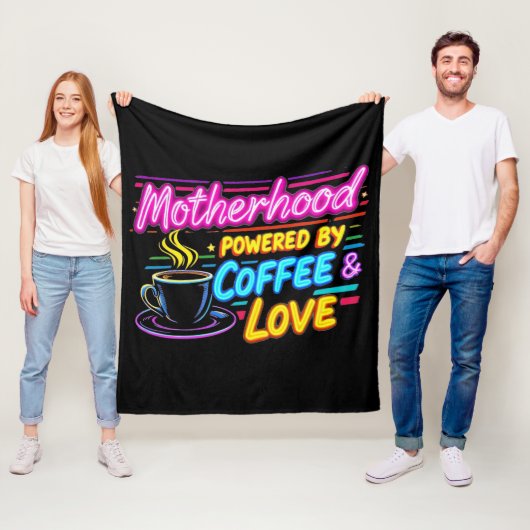 Aangedreven door koffie en liefde | Grappige Moede Fleece Deken (In situ)