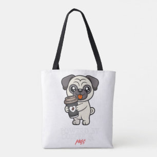Aangedreven door koffie en Pugs   Mooie Pug hond  Tote Bag