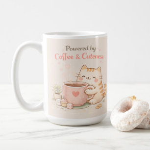 Aangedreven door koffie en schattigheid Zoete kat Koffiemok