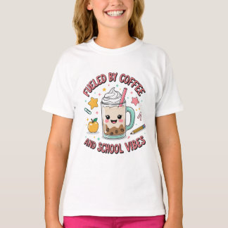 Aangedreven Door Koffie En School Sfeer Schattige T-shirt