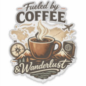 Aangedreven door koffie en zwerflust sticker (Voorkant)