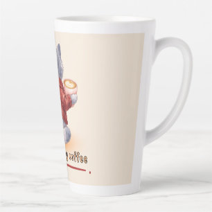 "Aangedreven door koffie" kat die een kopje koffie Latte Mok