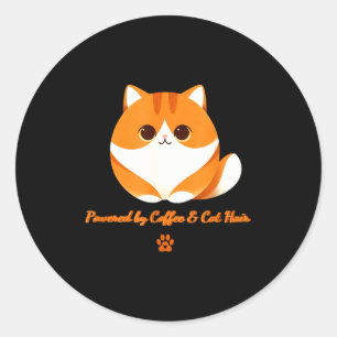 Aangedreven door koffie & kattenhaar – grappige or ronde sticker