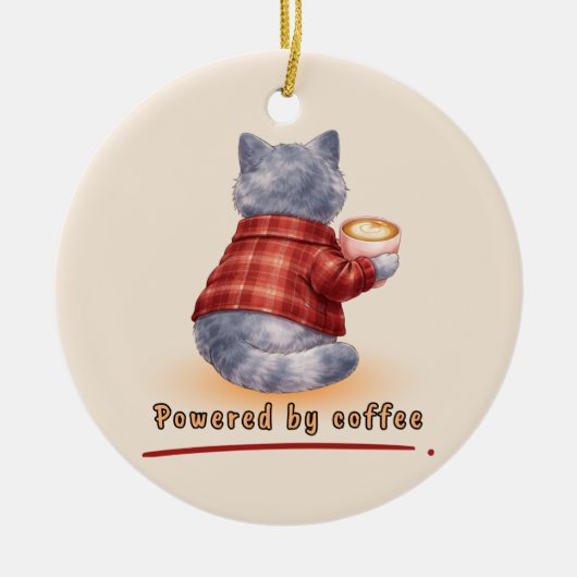 Aangedreven door koffie keramisch ornament (Voorkant)
