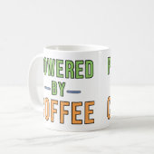 Aangedreven door koffie koffiemok (Voorkant links)