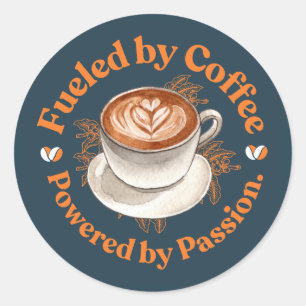 Aangedreven Door Koffie Latte Art Ronde Sticker