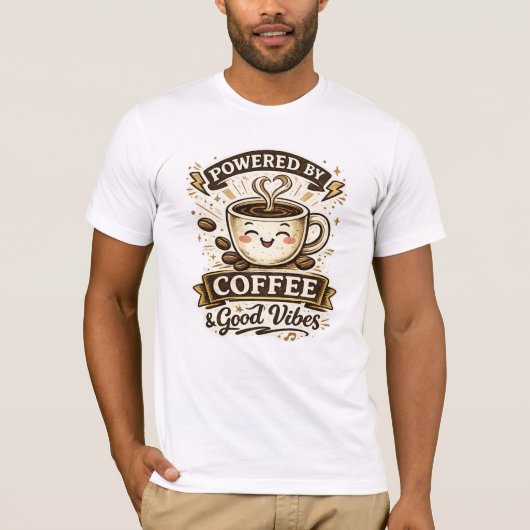 Aangedreven door koffie t-shirt (Voorkant)
