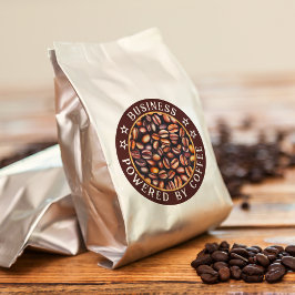 Aangedreven door koffie Voeg uw bedrijfsnaam toe Ronde Sticker