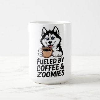 Aangedreven Door Koffie & Zoomies Grappige Husky H Koffiemok