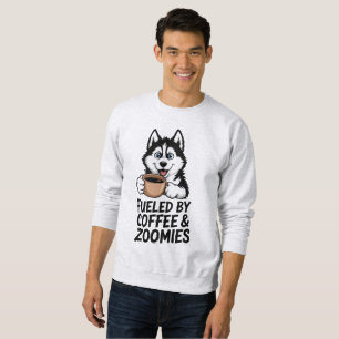 Aangedreven Door Koffie & Zoomies Grappige Husky H Trui