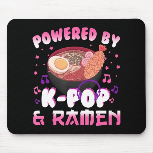 Aangedreven door Kpop en Ramen Kpop Kawaii Anime G Muismat (Voorkant)