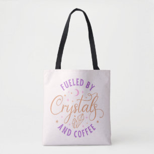 Aangedreven Door Kristallen en Koffie Paarse Hallo Tote Bag