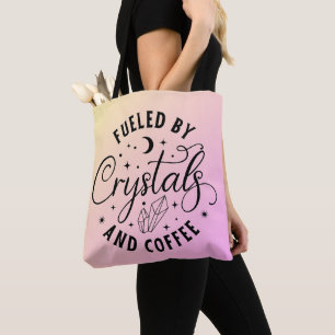 Aangedreven Door Kristallen en Koffie Roze Ombre H Tote Bag