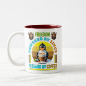 Aangedreven door Linux - Aangedreven door koffie Tweekleurige Koffiemok (Links)