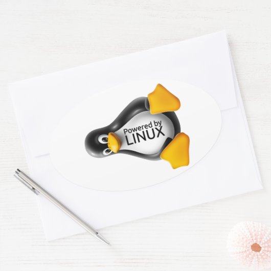 Aangedreven door Linux Ovale Sticker (Envelop)