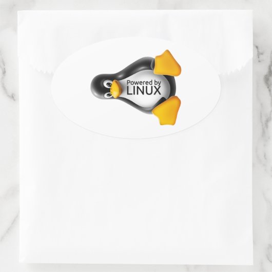 Aangedreven door Linux Ovale Sticker (Tas)