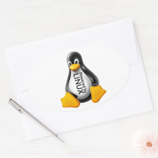 Aangedreven door Linux Ovale Sticker (Envelop)