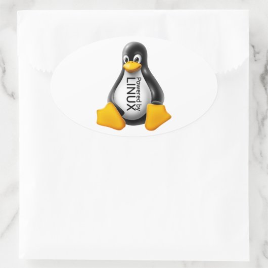 Aangedreven door Linux Ovale Sticker (Tas)