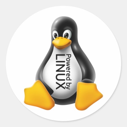 Aangedreven door Linux Ronde Sticker (Voorkant)