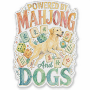 Aangedreven door Mahjong & Dogs Waterverf Labrador Sticker