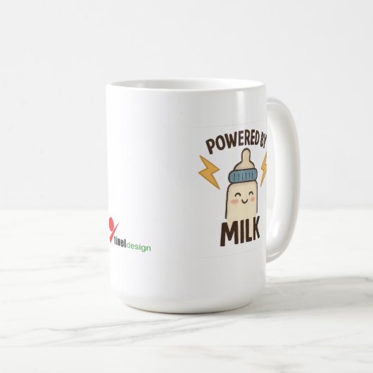"Aangedreven door Melk" Grappige koffiemok | Nieuw (Voorkant rechts)