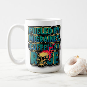 Aangedreven door migraine, cafeïne en woede – Grap Koffiemok