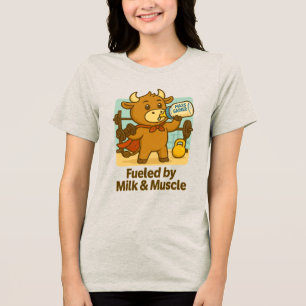 Aangedreven door Milk & Muscles – Funny Bullio Car Tri-Blend Shirt