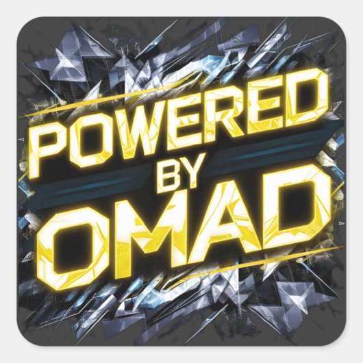 Aangedreven door Omad Graphic Art Design Vierkante Sticker (Voorkant)
