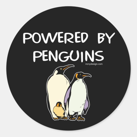 Aangedreven door pinguïns ronde sticker (Voorkant)