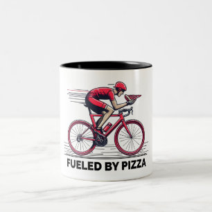 Aangedreven Door Pizza Fietser Tweekleurige Koffiemok